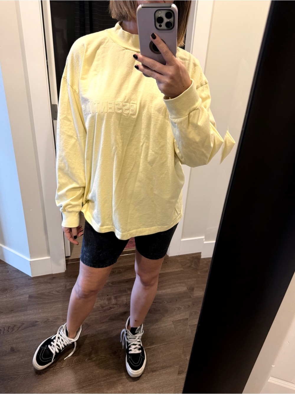 Light Yellow ESSENTIALS Long Sleeve teeshirt cotton